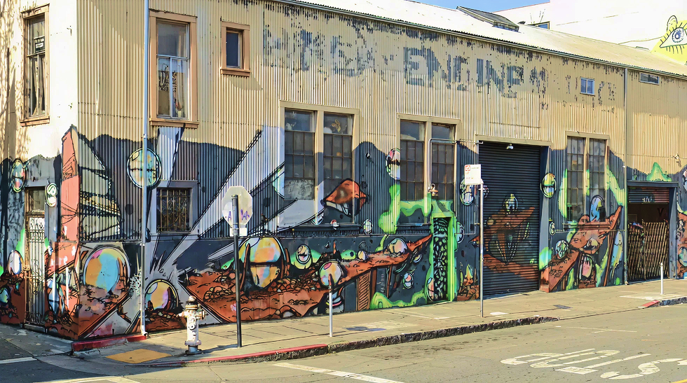 engine works mural